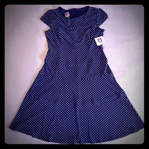 SALE!! Anne Klein Navy and White Polka Dot Dress